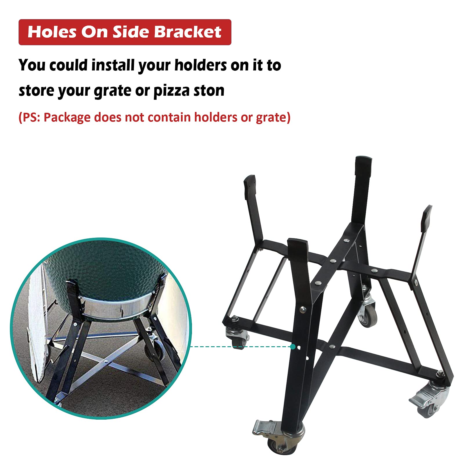 Dracarys Rolling Cart For Big Green Egg Accessories Rolling Nest With Heavy Duty Locking Caster Wheels Powder Coated Steel Rolli
